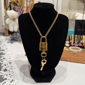 SOLD! Louis Vuitton Upcycled Lock and Key Necklace